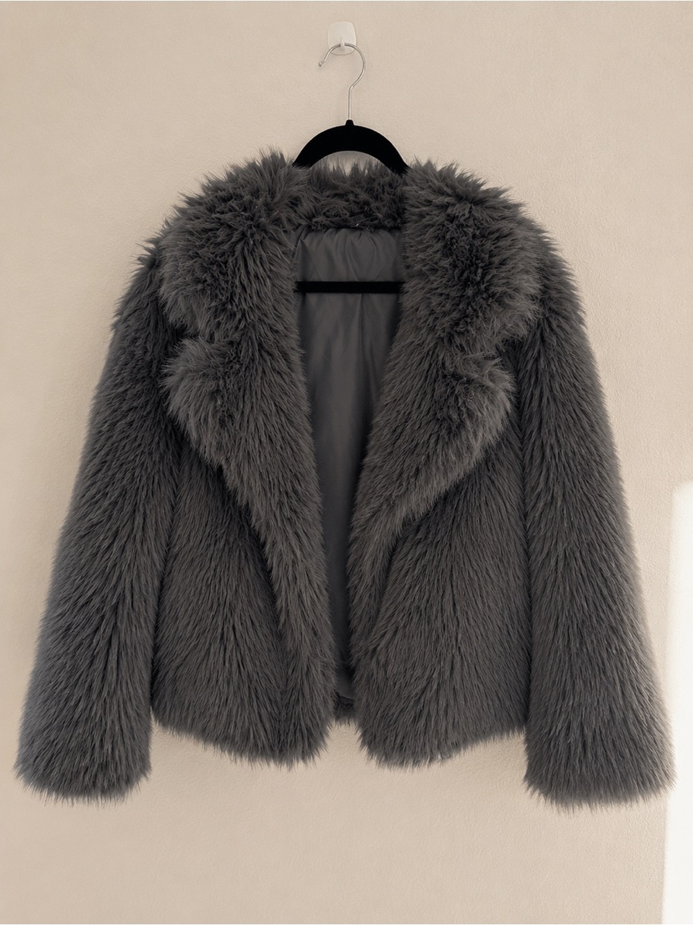 Grey Faux Fur Jacket - Classic Plush Women's Coat